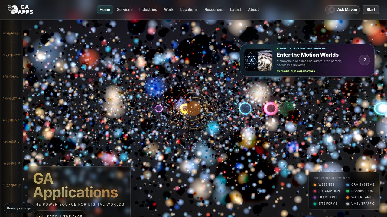 GA Applications homepage recovered from the September domain-folder backup